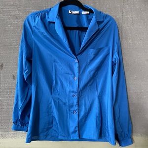 Vintage Blue Satin Button Up